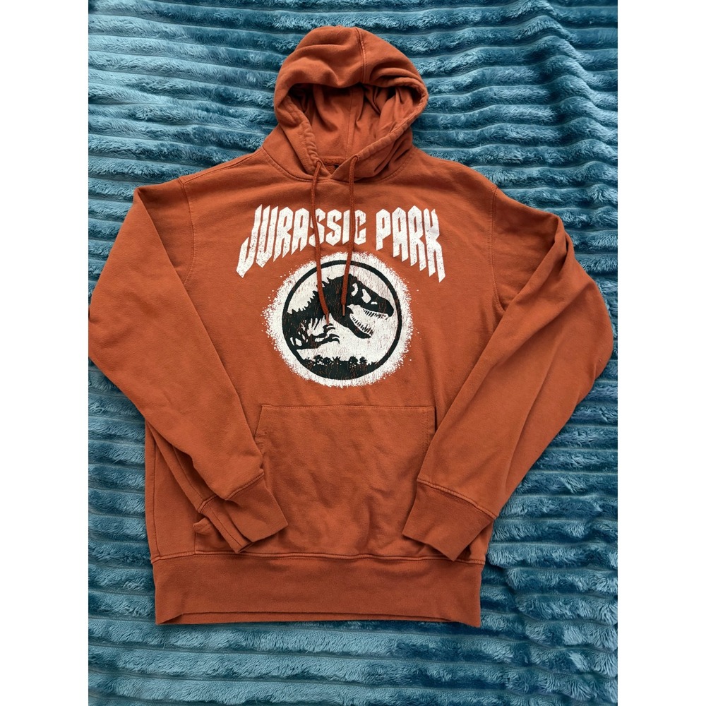 Jurassic Park Hoodie Texas Orange Graphic Pullover Dinosaur Jurassic World Small